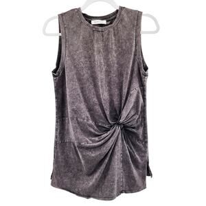 Mustard Seed Charcoal Gray Sleeveless Side Knotted Tie Sleeveless Top Women's S